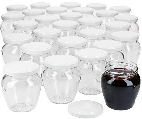 Lot de 75 pots à confiture MamboCat 212 ml + couvercles Twist-Off jusqu'à 63 Blanc.