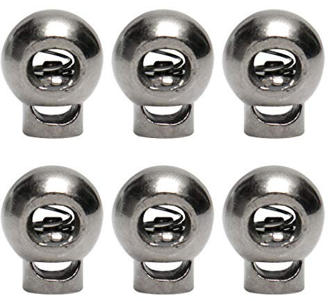 sourcing map 6pcs Plastic Cord Lock Stopper End Spring Stop Toggle Fastener Stopper Rope End for Drawstring Clothing, Shoelace, Bag, Camping Silver Black