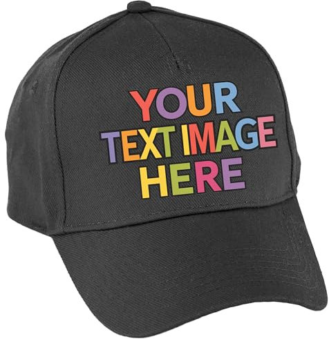 Hippowarehouse Personalised Baseball Cap hat Premium Printed 5 Panel OneSize Adults Black