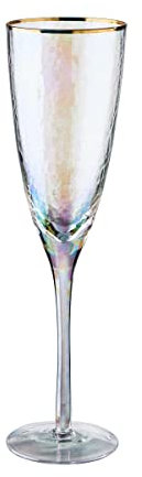 BUTLERS Sektglas mit Goldrand 250ml Vintage Gläser - SMERALDA - Sektflöte aus mundgeblasenem Glas | Trinkgeschirr & Sektkelche für Prosecco, Champagner