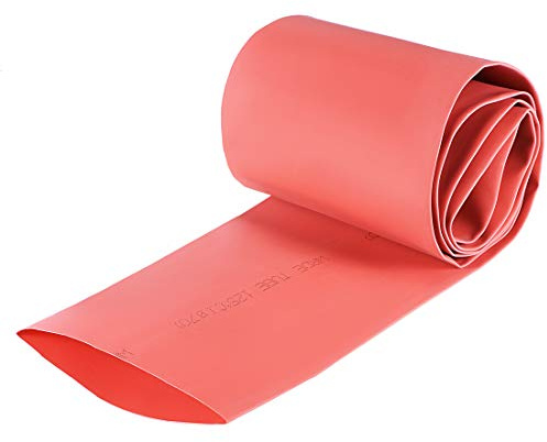 sourcing map Heat Shrink Tubing 70mm Dia 113mm Flat Width 1m - Red | 2:1 rate Shrinkable Tube Cable Sleeve