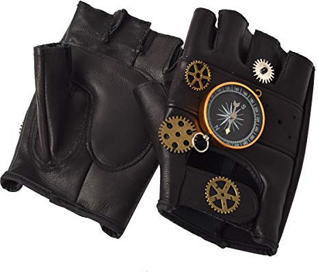 GRACEART Steampunk-Handschuhe für Herren, fingerlos Gr (Kompass)