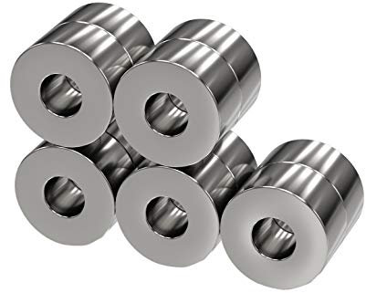10x Neodym Power Magnet silber - Ringmagnet extra stark - Durchmesser 10x5mm hoch Innendurchmesser 4 mm - Supermagnet - Haftkraft ca. 2,5 kg - Magnete für Whiteboard, Pinnwand, Magnettafel, Werkstatt