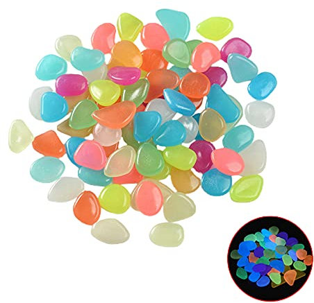 DEDEMCO 300 x im Dunkeln leuchtende Kieselsteine, Kunstharz, Leuchtsteine, für Aquarien, Kies, Garten, Hinterhof, Weg, Rasen, Gehwege, Auffahrt, Kies-Dekoration