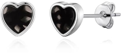 Philip Jones Black Onyx Heart Stud Earrings