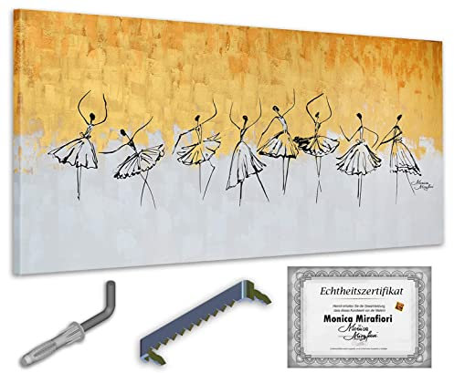 Monica Mirafiori I 100% HANDGEMALT I Gemälde Golden People 120x60cm | Gemälde Handgemalt | Acrylgemälde | Sehr Großes Acrylbild I Moderne Kunst I Kunstbilder