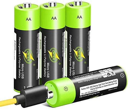 AA Piles 1,5 V/1250 mAh - 4 Paquet, HITRENDS 4 en 1 Batterie au Lithium Rechargeable USB, Charge Rapide 1,5 h, Pas Besoin de Chargeur de Piles Supplémentaires, 3000 Cycles de Recharge Recyclable