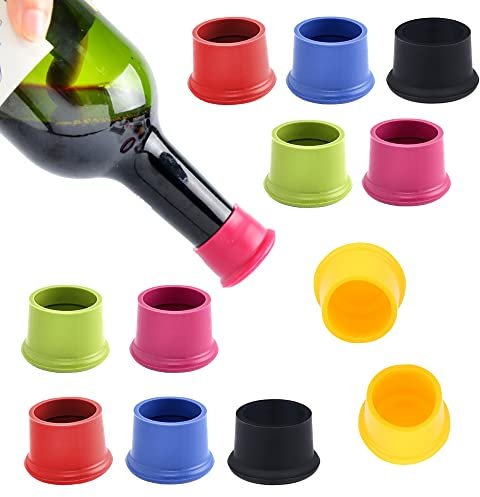 Tucireat Bouchon Silicone Bouteille 12 Pièces Bouchon Bouteille Verre Bouchons Vin Bouchon Bouteille Vin Bouchons à Vin Silicone Bouchon de Bouteille Rond Réutilisable Capsules de Beer Bouchon Canette
