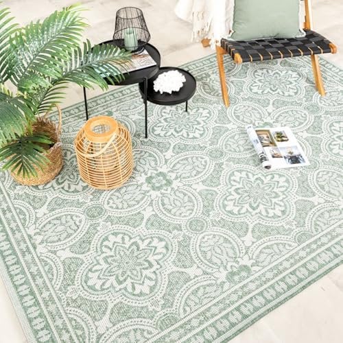 FRAAI | Home & Living In- & Outdoor Teppich - Summer Oriental Grün - Wetterfest - Polypropylen - Flachgewebe - Balkon, Garten/Terrasse - Terrasse - Rug