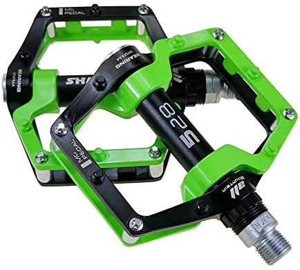 FrontStep Two Farbe Magnesium Aluminium Anti-Rutsch-Pedale Leichte Fahrradpedale für BMX/MTB/Mountainbike-Pedale mit hochwertigen Cr-Mo-Stahlachsen (Grün), 102 x 90 x 27mm