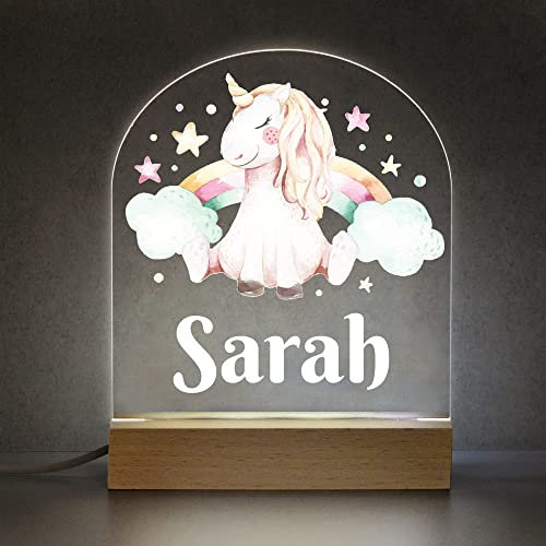 Personalised Unicorn Room Sign with Childs Name, LED Night Lights For Girls, Unicorn Theme Bedroom Decor, Baby Toddler Infant, Playroom Nursery Table Lamp