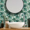 Alwayspon Vinyl Waterproof Tile Sticker, Peel and Stick Self-Adhesive Backsplash Tile Transfer Sticker for Kitchen Bathroom Living Room, Boho Style Wall Sticker, 15x15cmx25pcs, Green Leaves