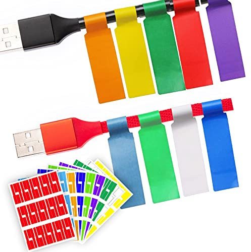 Sxlaonanhai 270 PCS Cable Labels, 9 Colors Waterproof Wire Labels for Cable Management, Can Write On, Self Adhesive Printable for Laser Printer