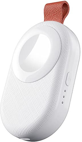 PZOZ Portable Apple Watch Wireless Travel Charger, 1200mAh Power Bank iWatch Fast Charging with Keychain Car, Adapter Compatible with Series Ultra 10 9 8 7 6 5 4 3 2 SE (White)