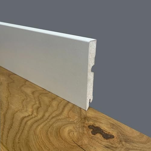 Eternal Parquet BATTISCOPA ZOCCOLINO passacavo Squadrato in Fibra di Legno COMPATTA 95X15 Bianco