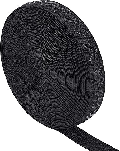 BENECREAT 10 Yards / 9.14 M Anti-Rutsch-Silikon-Griffband, 0.73 / 18.5 mm Schwarze Elastische Spule, Gestricktes Elastisches Silikon-Griffband Für Nähprojekte