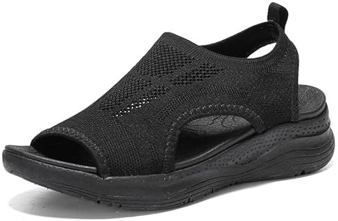 ziitop Sandali Donna Estive Sandali con Zeppa Comodi Ortopedici Punta Aperta Sandalo Lavabili Sandalo Sportivi Passeggio Scarpe da Spiaggia Scarpe