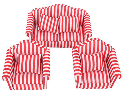 Qcwwy Puppenstuben-Sofa, 1:12 Miniatur-Sofa, Feine Verarbeitung Zur Dekoration (Rot)