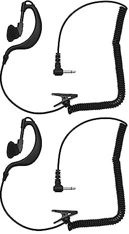 2 Stück 3,5mm-Ohrhörer In G-Form mit Spiralkabel Kompatibel mit Motorola Icom 2-Wege-Funkempfänger G-Form-Headset Schwarz