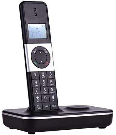 Digitales schnurloses Telefon mit LCD-Display, Anrufer-ID, Freisprecheinrichtung, Konferenzanruf, 16 Sprachen, kompatibel mit 5 Kopfhörern, Anschluss für Büro