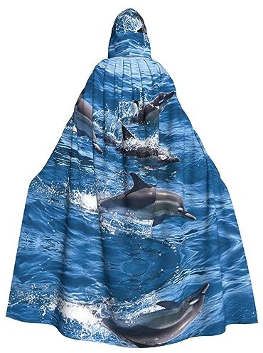 Delfine im Meer, Unisex, mit Kapuze, Halloween-Umhang, Cosplay, Halloween, Weihnachten, Faschingskostüme für Erwachsene