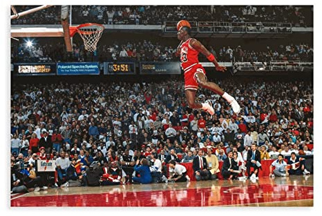 OakiTa Michael Jordan Dunk Basketballspieler, HD-Poster, Leinwandposter, Wandkunst, Dekordruck, Gemälde für Wohnzimmer, Schlafzimmer, Dekoration, ungerahmt, 60 x 90 cm