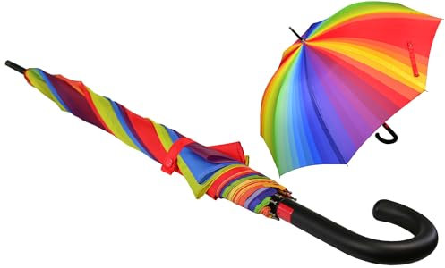 iX-brella First Class XL Fiberglas Automatik Stockschirm 110 cm überschlagfähig - rainbow