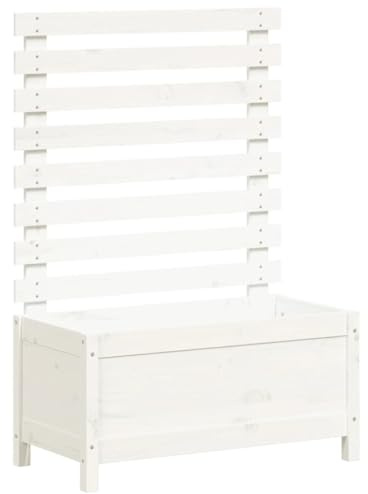 vidaXL Pflanzkübel, Blumenkübel mit Rankhilfe, Pflanzkasten Pflanzgefäß für Garten Terrasse, Blumentopf Blumenkasten, Weiß 79x39,5x114 cm Massivholz Kiefer