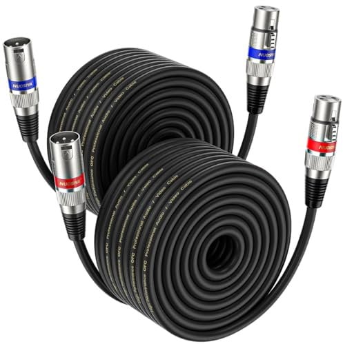 NUOSIYA Cable XLR 30m 2 Pack, XLR Cable Macho Hembra, Cable de micrófono XLR macho a hembra Cable XLR balanceado de 3 pines para micrófono, mezclador, altavoz, amplificador