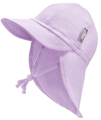 Jan & Jul Baby-Sonnenhut für Kleinkinder mit Krawatte und Nackenklappe (Lavendel, Größe M: 6-24 Monate)