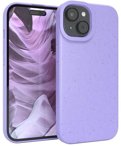 EAZY CASE Bio Handyhülle kompatibel mit iPhone 15, nachhaltiges Bio Case, Schutzhülle biologisch abbaubar, TPU Slimcover Hülle mit Kameraschutz, aus Pflanzenfasern, Lila