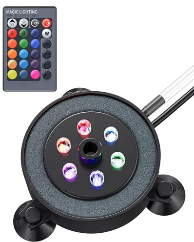 Pawfly Fish Tank Air Stone LED Aquarium Light, Underwater Bubbler Light with 16 Colors & 4 Lighting Modes Bubbling Light for Fish Tank