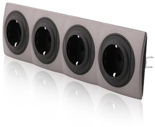 Intratec Set 4x Schuko Steckdose Nobilis Anthrazit Ø60mm 16A/230V & 4er Rahmen horizontal 80x293mm ABS Wandmontage