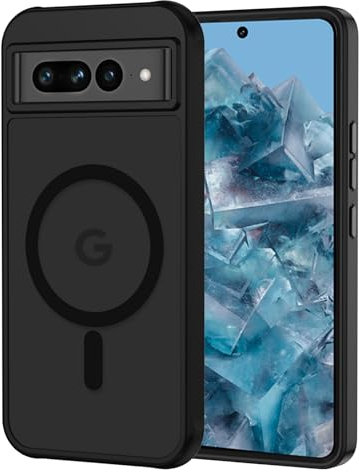 XTCASE für Google Pixel 7 Pro Hülle Magnetisch kompatibel mit Magsafe, Matt Transluzente Handyhülle für Google Pixel 7 Pro Kratzfeste PC Rückseite + TPU Bumper - Schwarz