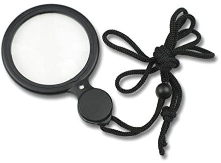 Lente di ingrandimento da lettura e 8 x in vetro portatile da indossare al collo, con luce a LED, per lettura, cucito, hobby, genitori