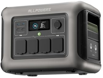 ALLPOWERS Centrale Elettrica Portatile 1152Wh 1800W R1500 LiFePO4 Batteria Backup, Espandibile 1152Wh a 4608Wh, 43dB UPS Generatore Solare per Campeggio, Festa, Emergenza, Uso Casa, 0-80% in 40 Min
