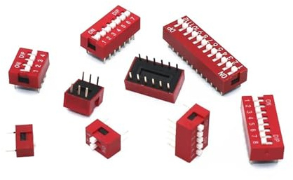 10Pcs Slide Type Switch Module 1 2 3 4 5 6 7 8 9 10 12 Bit 2.54mm Position Way DIP Red Pitch Toggle Switch Red Snap Switch(10 Bit)