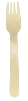 PBK Pack of 100 Wooden Forks Biodegradable and Compostable