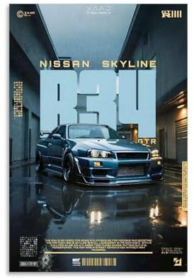 WUMLTIMH Nissan SkylineVintage Leinwand-Dekoration, Poster, Landschaft, Ölgemälde, berühmtes Gemälde, Leinwand, Animationsposter, Schlafzimmer-Dekoration, 30 x 45 cm, ungerahmter Stil