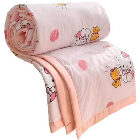 Hemasa Kuromi Hello Kitty Coperta per bambini per pisolino coperta da ufficio carino classe A cotone lavato colore 5 110 x 150 cm