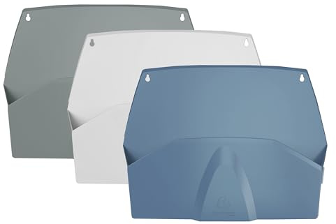Exacompta - Ref 611303SETD - Set of 3 AUTENTIK Horizontal Wall sorters, A4 Wall displays, Document Holder, Wall Bins - Dimensions: D 43.6 x W 39.6 x H 10.2 cm - Assorted Colors