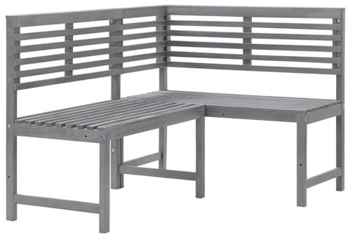 LVHUIDEH Gartenbank aus Holz, Eckbank, Lattendesign, wetterfest Parkbank, Balkonbank, Sofabank für Garten Balkon Terrasse, 140 x 100 x 91 cm