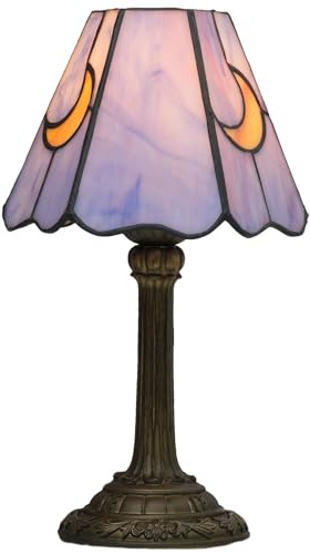 wecrejoni Tiffany Lampe Buntglas Lampe Kleine Nachttischlampen für Wohnzimmer Schlafzimmer Schlafsaal Küche Heimdekor Festival Geburtstagsgeschenk, Pink Blue Moon