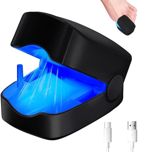 Aparato de Cuidado Micosis Uñas,Portátil de Limpieza de Uñas, Mejorar Uñas de los Pies Gruesas de Decoloradas, 7 Min Por Día Efectiva de Cuidado Micosis Uñas, el Hogar al Aire Libre-Negro