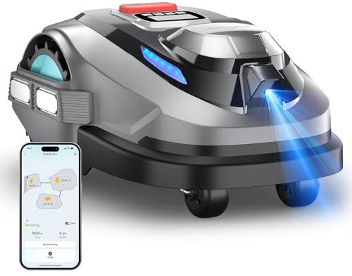 YARDCARE N1600PRO Mähroboter ohne Begrenzungskabel,Max.1600 m²,RTK+Vision Rasenmäher Roboter,Multizonen-Management,U-förmiges Mähmuster,Smarte Hindernisvermeidung Rasenroboter,KI Auto Kartierung