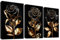 3Pcs Cadre en Bois Impression sur Toile Rose Noire Dorée Tableau Image sur Toile Affiche Roses Noires Feuilles D'or Tableau Decoration Murale Salon Chambre Salle de Bain 30x40cmx3pcs