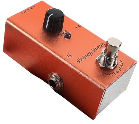Kleiner Gitarrenpedal Retro Phaseneffekt für E-gitarre mit True Bypass | Metallgehäuse, Klare Anzeigeleuchten, Geräuschreduzierung, Tragbar, für Spiel und Aufnahmen, Orange