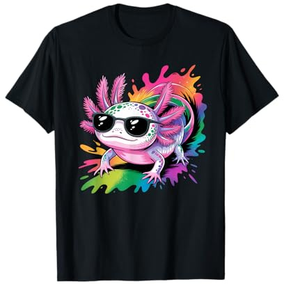 Axolotl mit Sonnenbrille buntes Motiv Cooles Axolotl T-Shirt