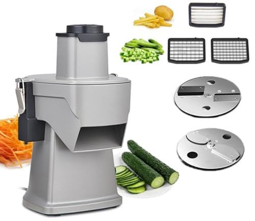 Electric Cheese Grater, 200W Electric Vegetable Chopper and Slicer,Multifunctional 2 Sizes Shredding, 1-5mm Slicing, and Cube Dicing Machine, French Fry Cutter