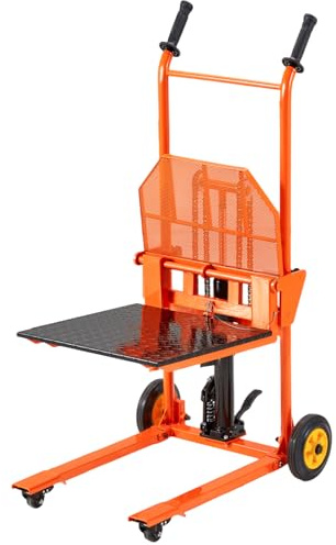 AECOJOY Hydraulic Lift Winch Stacker, Material Lift Table Cart 500 Lbs Capacity, 32 Max Lift Height, Pallet Truck Jack with Lockable Swivel Casters – Ideal for Warehouse, Workshop and Garage Use